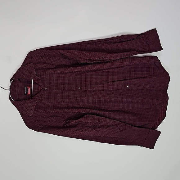 Van Heusen 15 1/2" flex collar long sleeve maroon button down shirt - Picture 1 of 5
